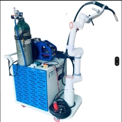 Cánh tay robot thông minh 6 trục HÀN MIG với xe đẩy và tay kéo cho ngành sản xuất hàn tự động hóa công nghiệp